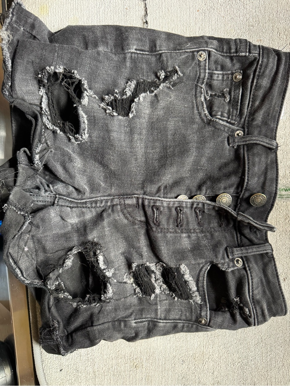 American Eagle Distressed Black Denim Shorts